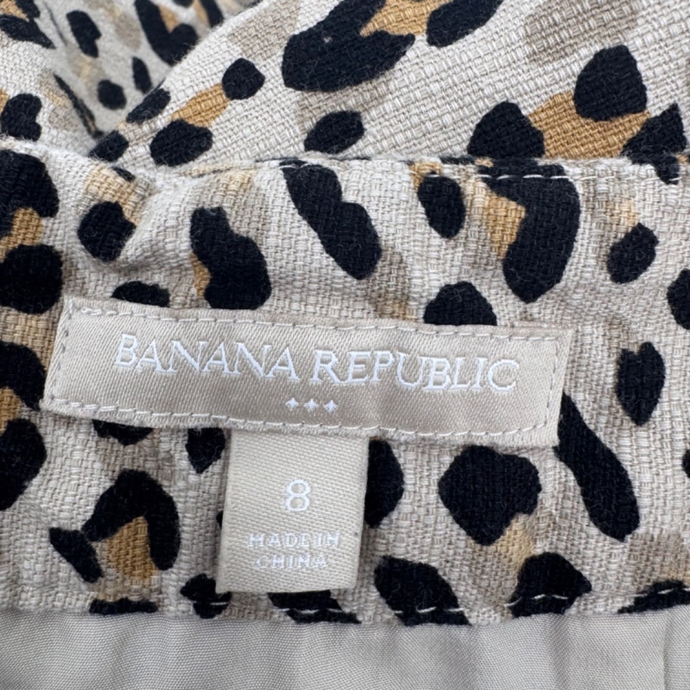 Banana Republic Skirt Women 8 Beige Animal Print Office Pencil Mob Wife Career - Picture 6 of 11